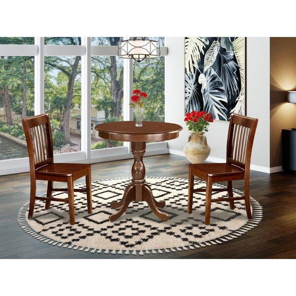 East West Furniture 3 Piece Eden Dining Room Table Set - Mahogany ESNF3-MAH-W - main
